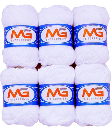 Wool White (6 pc) M.G  Wool Ball Hand Knitting Wool/Art Craft  Fingering Crochet Hook Yarn, Needle Knitting Yarn Thread Dyed