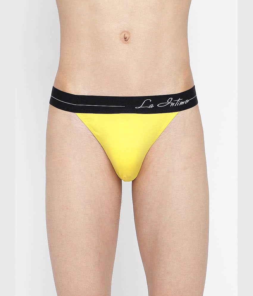 La Intimo Pack of 1 Lycra Thongs For Men's ( Black )
