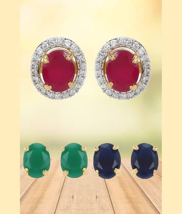 YOUBELLA Multi Color Stud Earrings ( Pack of 1 )