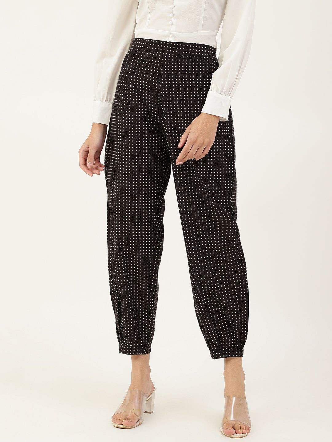 Black Polka Afghani Pant-XS