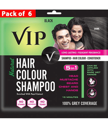 VIP Hair Colour Shampoo Ammonia Free Permanent Hair Color 20 mL Black