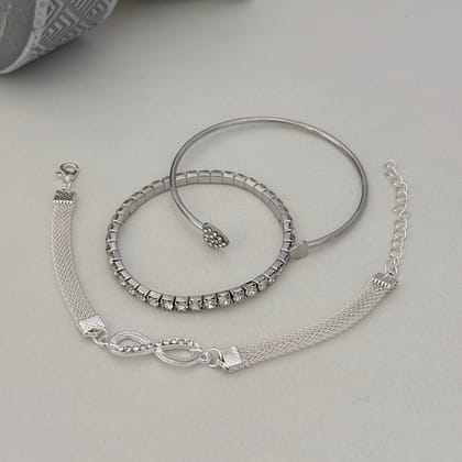Infinite Love Trio Silver Bracelet set-Silver