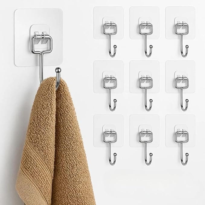 DALUCI Big Size Self Adhesive Hooks Transparent Wall Hooks for Hanging Heavy Duty Wall Hanger Hook for Bathroom, Kitchen, Home, Office, Towels & Utensils Hooks for Wall Heavy Items (Big Hook, Pack of 30)
