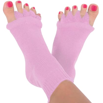USOXO Foot Alignment Socks|Cotton Finger Toe Separator|Easing Bunion Hammertoe And Arthritis Pain Relief|Improving Posture & Increasing Flexibility|Free Size For Office Yoga Men & Women (Baby Pink)