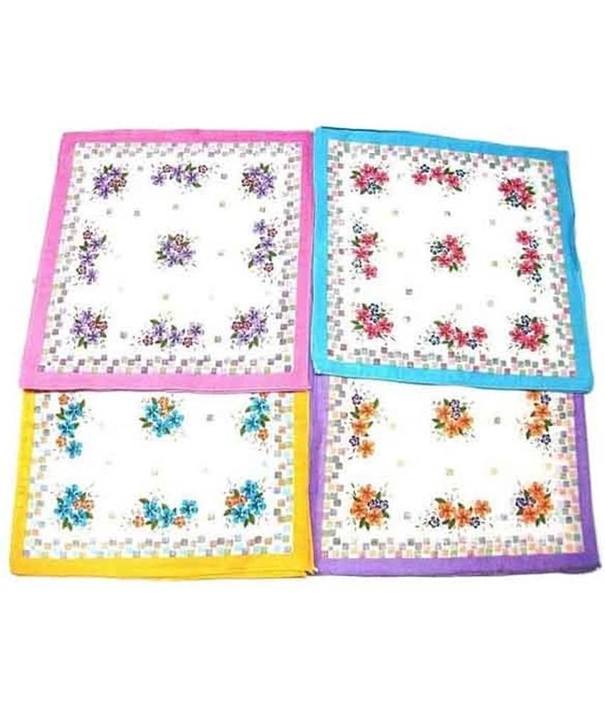 Tahiro Multicolour Print Cotton Handkerchiefs - Pack Of 4