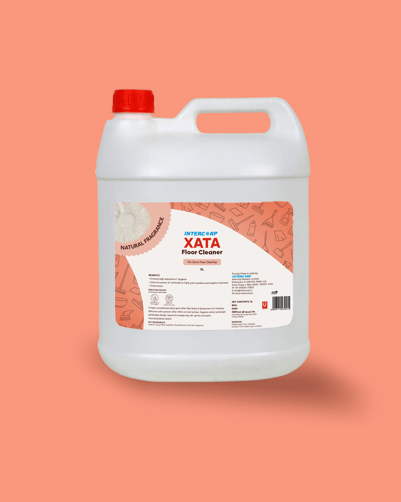 INTERCORP XATA Disinfectant Floor Cleaner, 5 Liter Jumbo Saver Pack