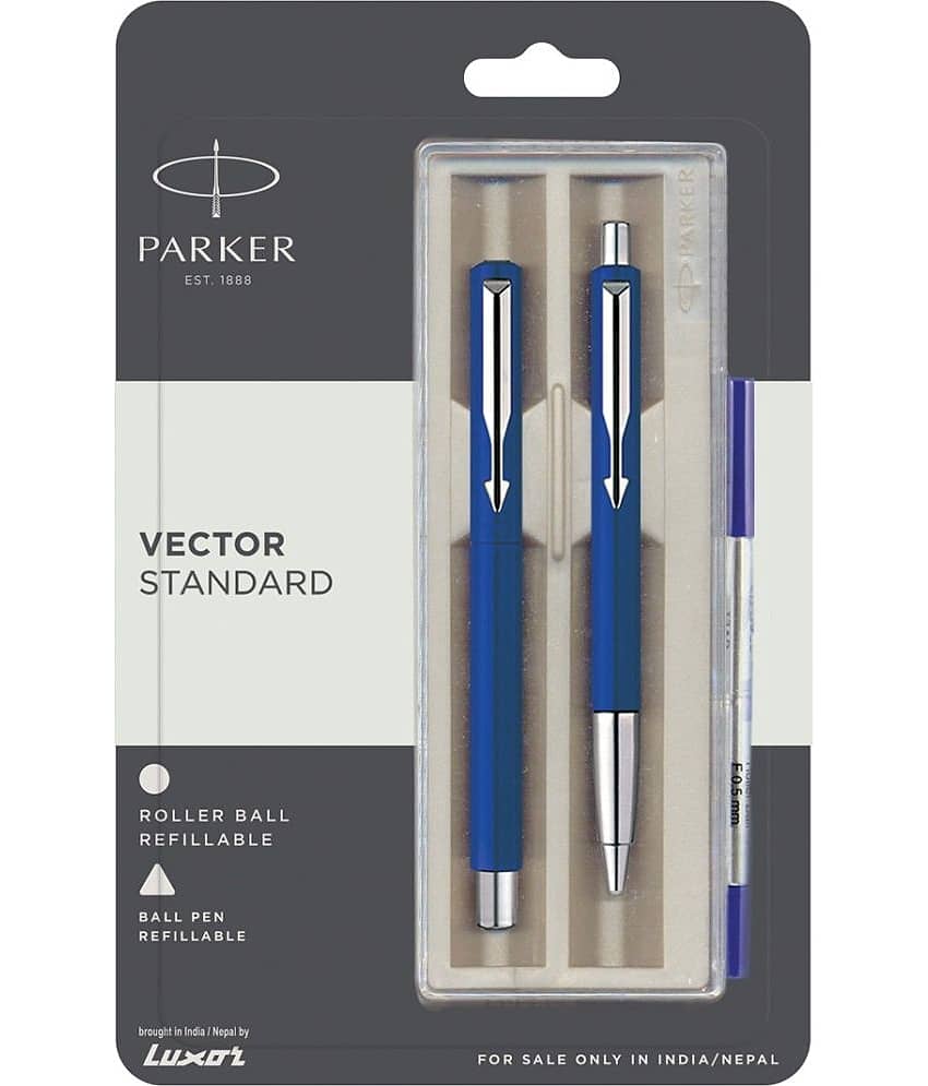 Parker Vector Standard Roller Ball Pen+Ball Pen Blue Body Color Pen Gift Set (Pack Of 2, Blue)