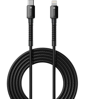 Portronics Black 3A Lightning Cable 1 Meter