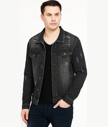 52dealz Denim Men's Denim Jacket - Black ( Pack of 1 )