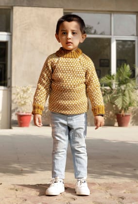 Happy Mustard Yellow Hand Knitted Sweater-1-2Y