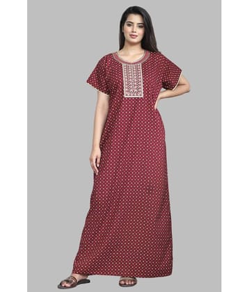 G4Girl Maroon Cotton Women's Nightwear Nighty & Night Gowns ( Pack of 1 )