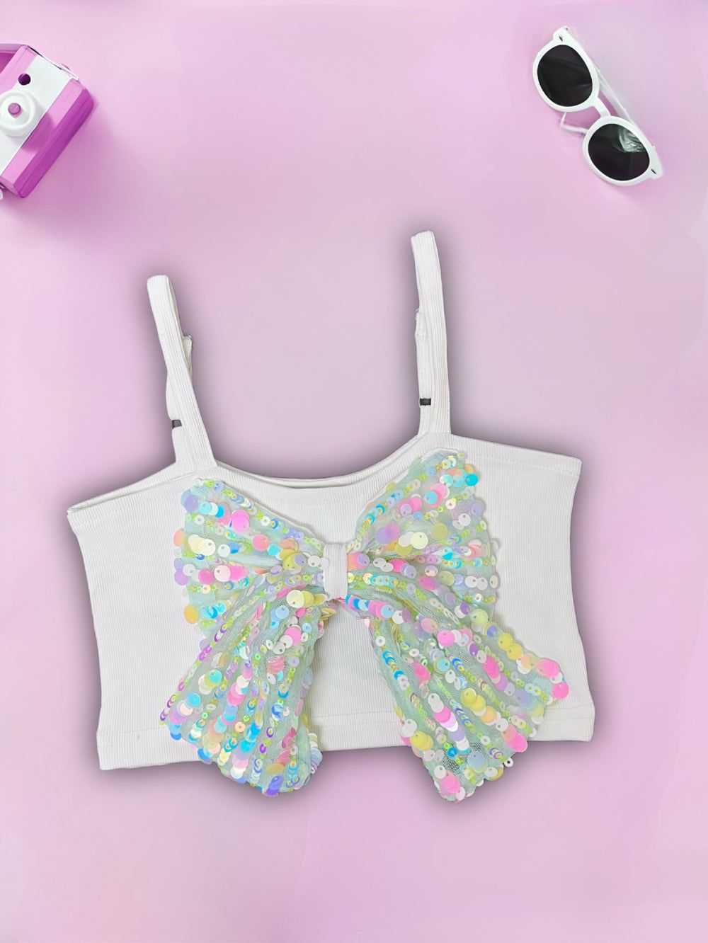 Girls Sleeveless Designer Top [GT-600]  (1-6Years)-2-3Y (Size - 20) / White / Imported