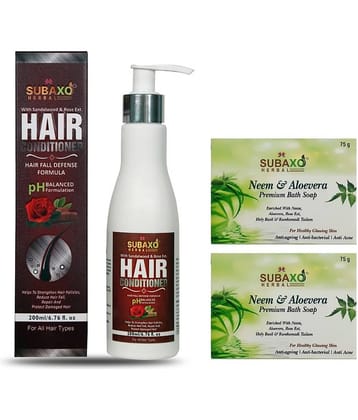 Herbal Hair Conditioner | Reduce Hair Fall & Protect Hair Damage (200 ml) & Neem/Aloevera Soap 2 Pc Each 75 G