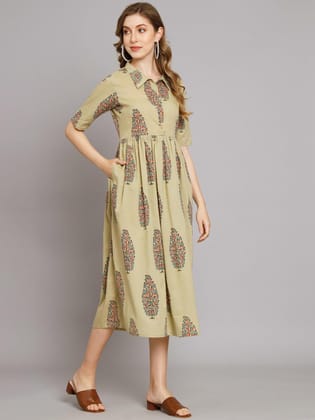 Ethnic Motif Cotton Pocket Dress-XL