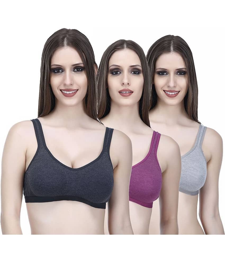 Elina Pack of 3 Cotton Non Padded Women's Teenage Bra ( Multi Color )