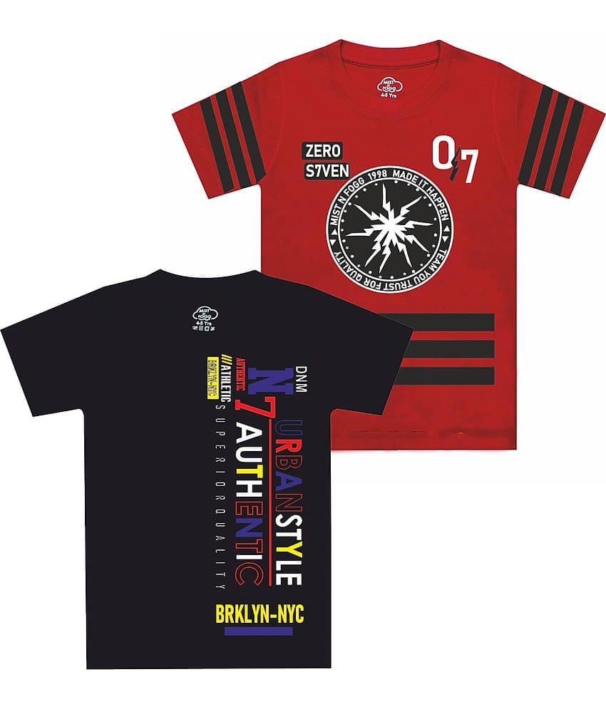 MIST N FOGG Pack of 2 Boys Cotton Blend T-Shirt ( Multi Color )
