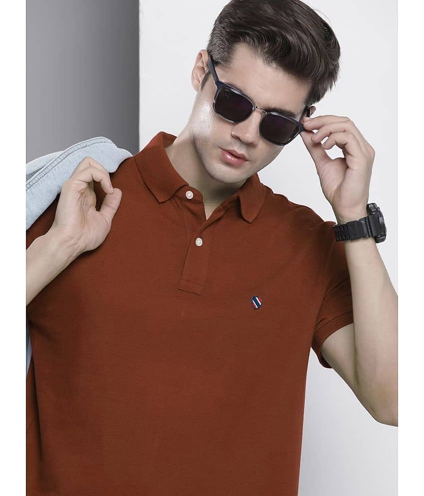 Merriment Pack of 1 Cotton Blend Regular Fit Solid Half Sleeves Men's Polo T Shirt ( Olive )