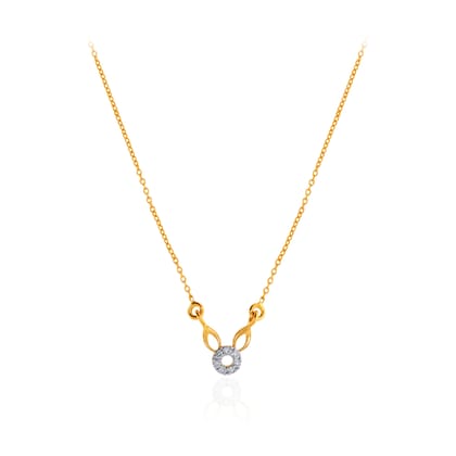 Senco Gold 14K Yellow Gold Kids Diamond Chain Pendant (2.5 gram / 0.06 Ct / HI-SI / 14K Yellow Gold)