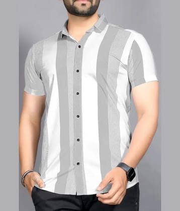 FABRIPPLE Polyester Regular Fit Striped Half Sleeves Men's Casual Shirt - Black ( Pack of 1 )