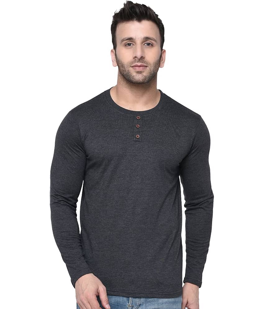 LONDON HILLS Pack of 1 Cotton Blend Regular Fit Men's T-Shirt ( Grey )