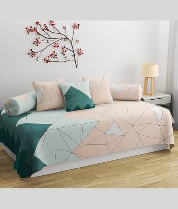 Apala Microfibre Abstract Diwan Set 6 Pcs - cream