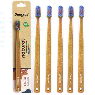 (Pack 5) DENCRUS Octa Clean Eco-friendly Toothbrush Octagonal Head, Ultra-soft Bristles, Anti-Bacterial