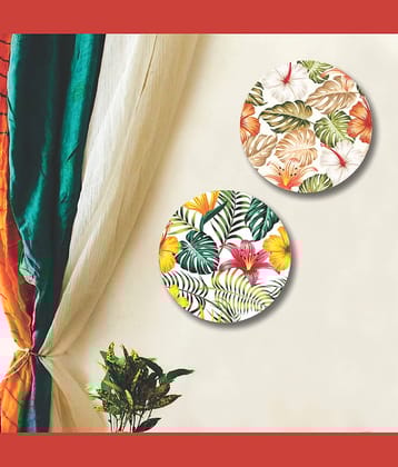 Saf Premium Round flowers wall hanging MDF Painting
