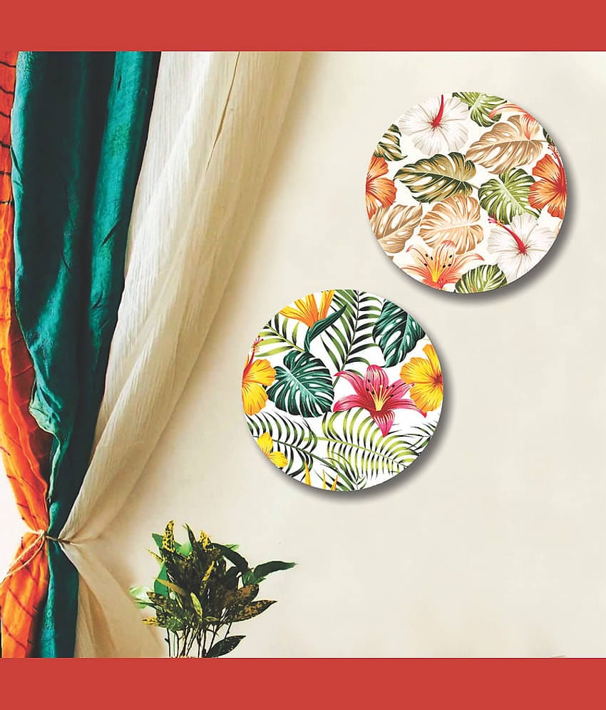 Saf Premium Round flowers wall hanging MDF Painting