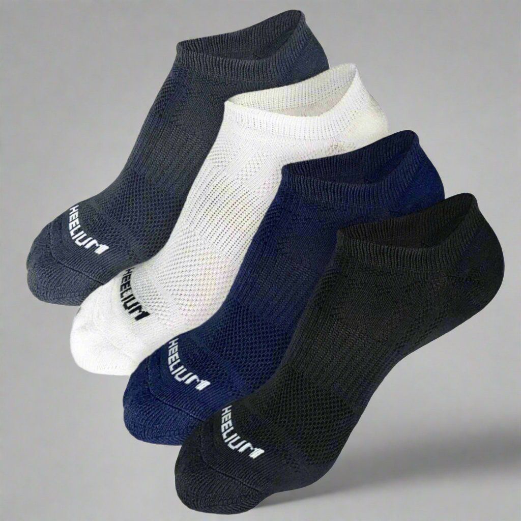 Heelium Bamboo Zero Socks for Men - 4 Pairs-Black | Grey | Off White | Navy Blue / UK 4-8