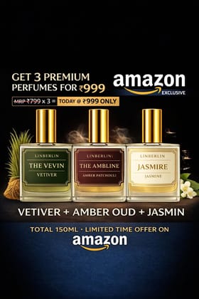 LinBerlin 3 Perfumes Combo - Vetiver, Amber Oud & Jasmine, Unisex Luxury Perfume Fragrance Set for Male and Female