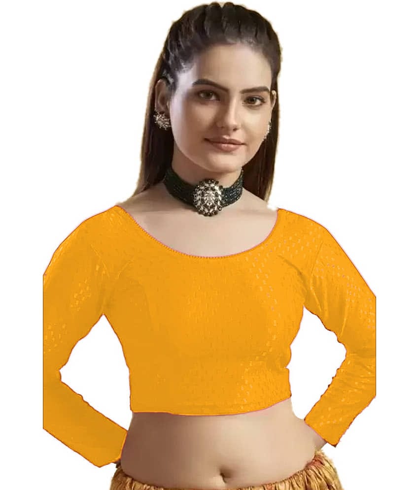 Laadli Yellow Readymade without Pad Cotton Blend Women's Blouse ( Pack of 1 )