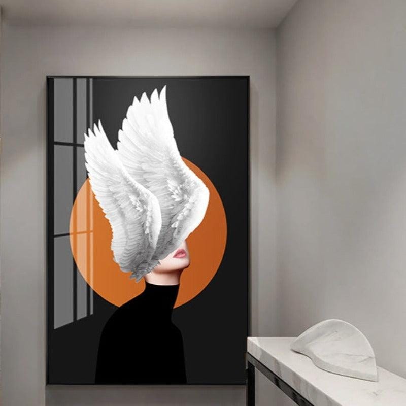 LADY BIRD WALL PAINTING-GOLD FRAME