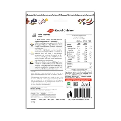 Nimkish Kadai Chicken Ready to Cook Spice Mix | 60g | Onion Ginger Garlic Already in Mix | Himalayan Recipe