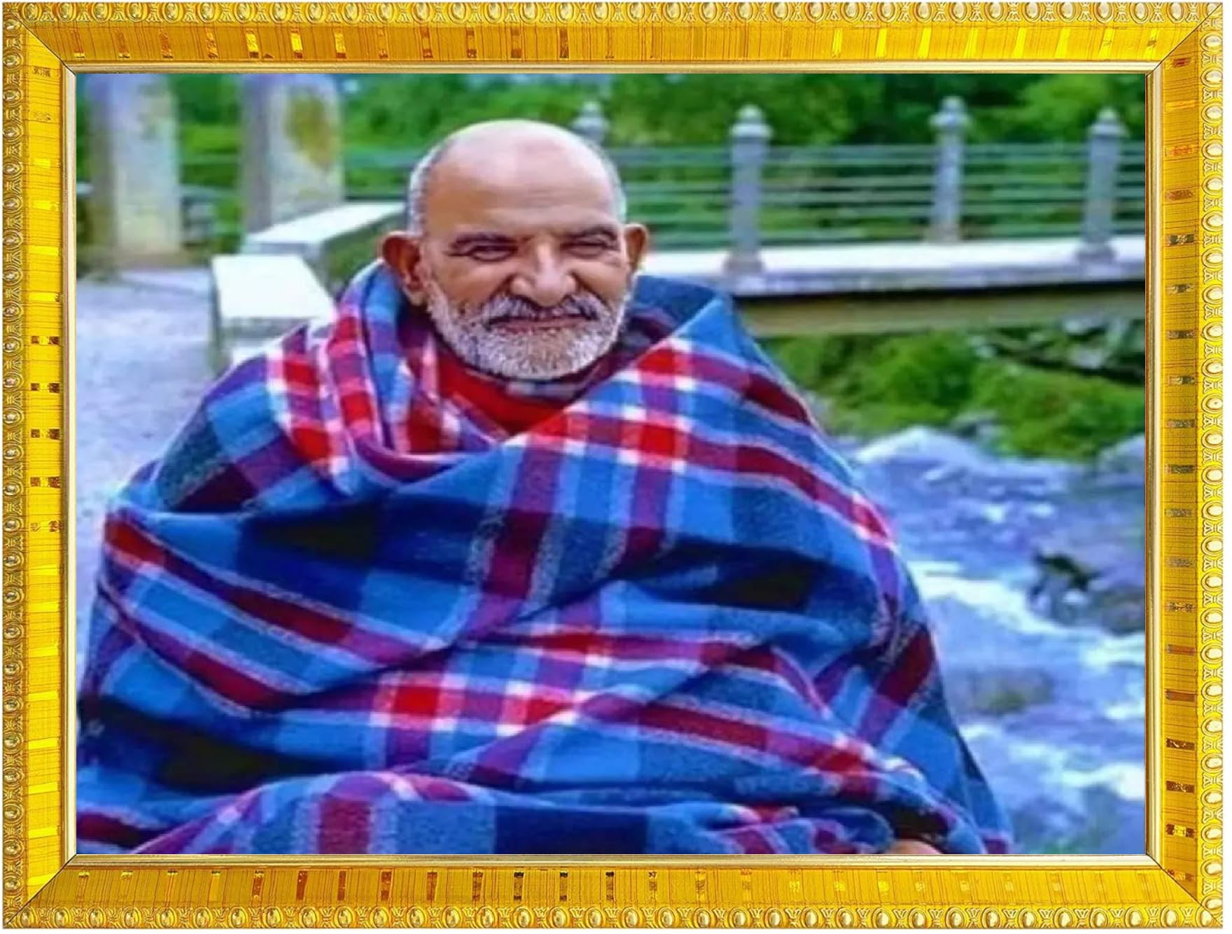 NOKKES Neem Karoli Baba Neev Karori baba Photo Frames Religious Photo frame 5X7 Inch Photo Frame_W21