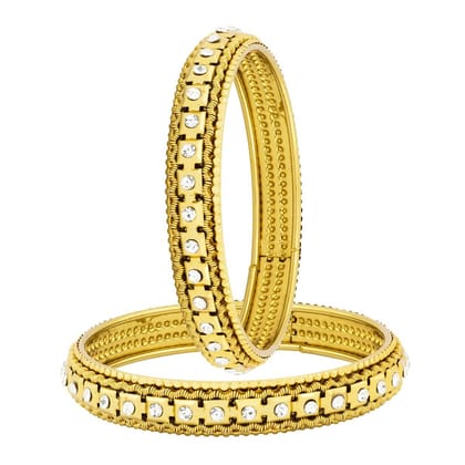 Traditional Square Rope Design 22K Gold Bangle Kada Set Of 2 Girls-Size: 2.8 Anna OR 2.5 Inches