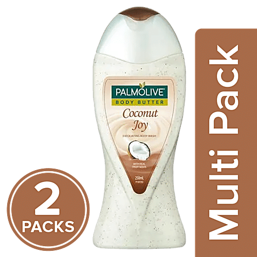 Palmolive Exfoliating Body Wash - Coconut Joy, 2x250 ml (Multipack)