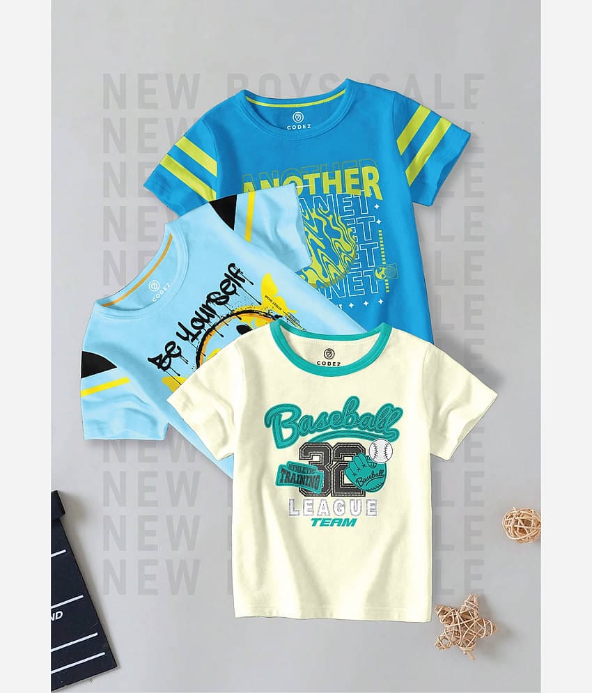 CODEZ Pack of 1 Boys Cotton Blend T-Shirt ( Multi Color )