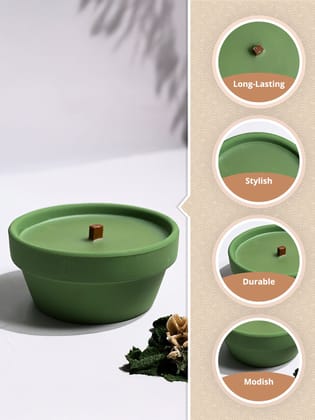 Green Potted Scented Candle with Wooden Wick