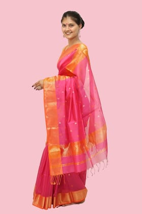 Classy Pink Pearl Choka Borcade handloom Saree with Tassels Classy Pink Pearl Choka Borcade handloom Saree with Tassels