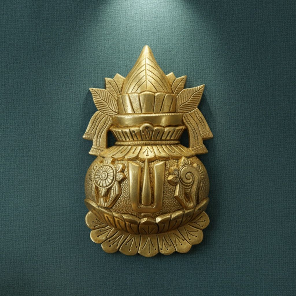 Brass Kalash Wall Hanging Plate | Kalash Wall Decor | Traditional Brass Pooja Room Wall Art, Height : 10 Inch (BSMAS1954 C)
