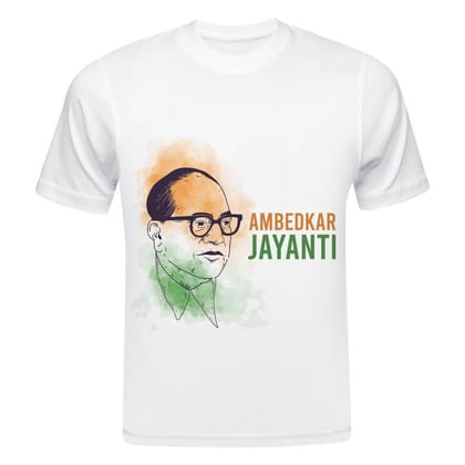 TERA MERA GIFT, Bhim Rao Ambedkar Jayanti Printed T-Shirt, Round Neck, White, Polyester D2