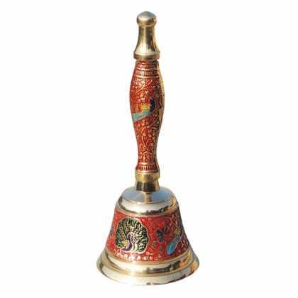 Brass Hand Bell No. 1 Red Colour, Height : 6.5 Inch (ZMAS168 A)
