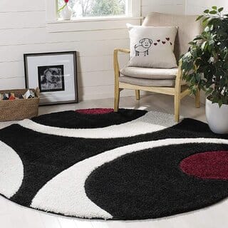GALLERY HOME Silky Smooth Anti-Skid Shaggy Round Carpet with 2 inch Thickness (5 x 5 Round, Black C2)