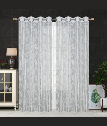 Homefab India SelfDesign Transparent Eyelet Door Curtain 7ft (Pack of 2) - White