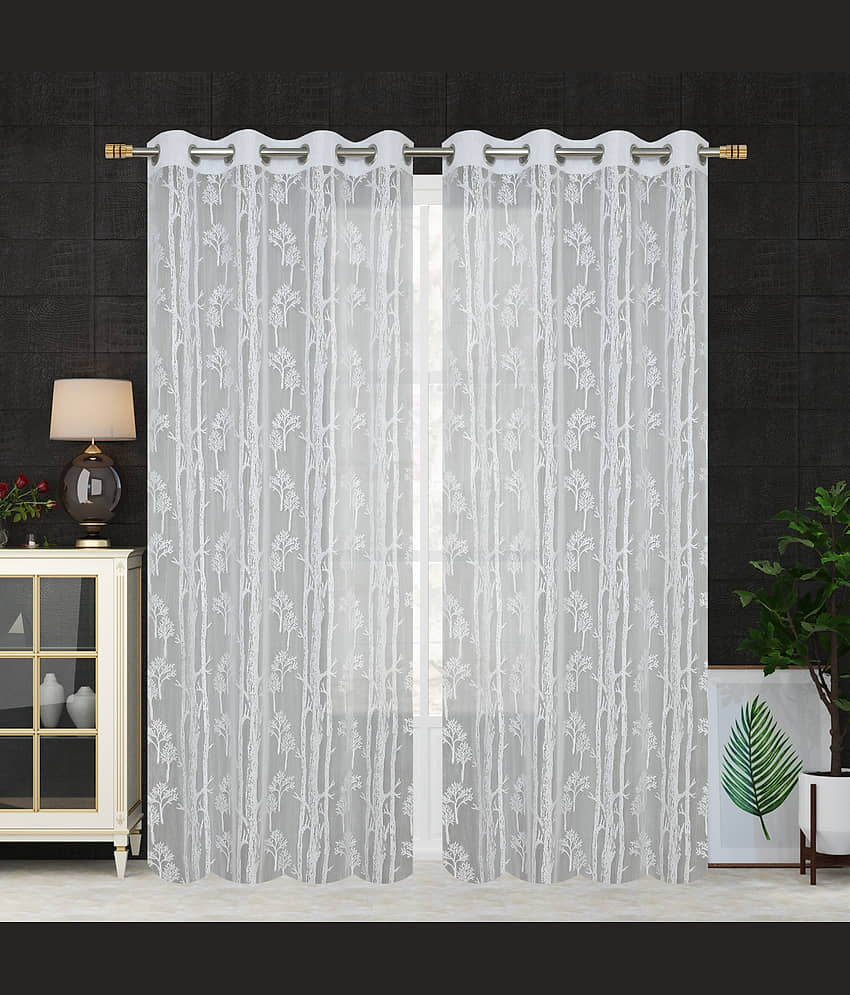 Homefab India SelfDesign Transparent Eyelet Door Curtain 7ft (Pack of 2) - White