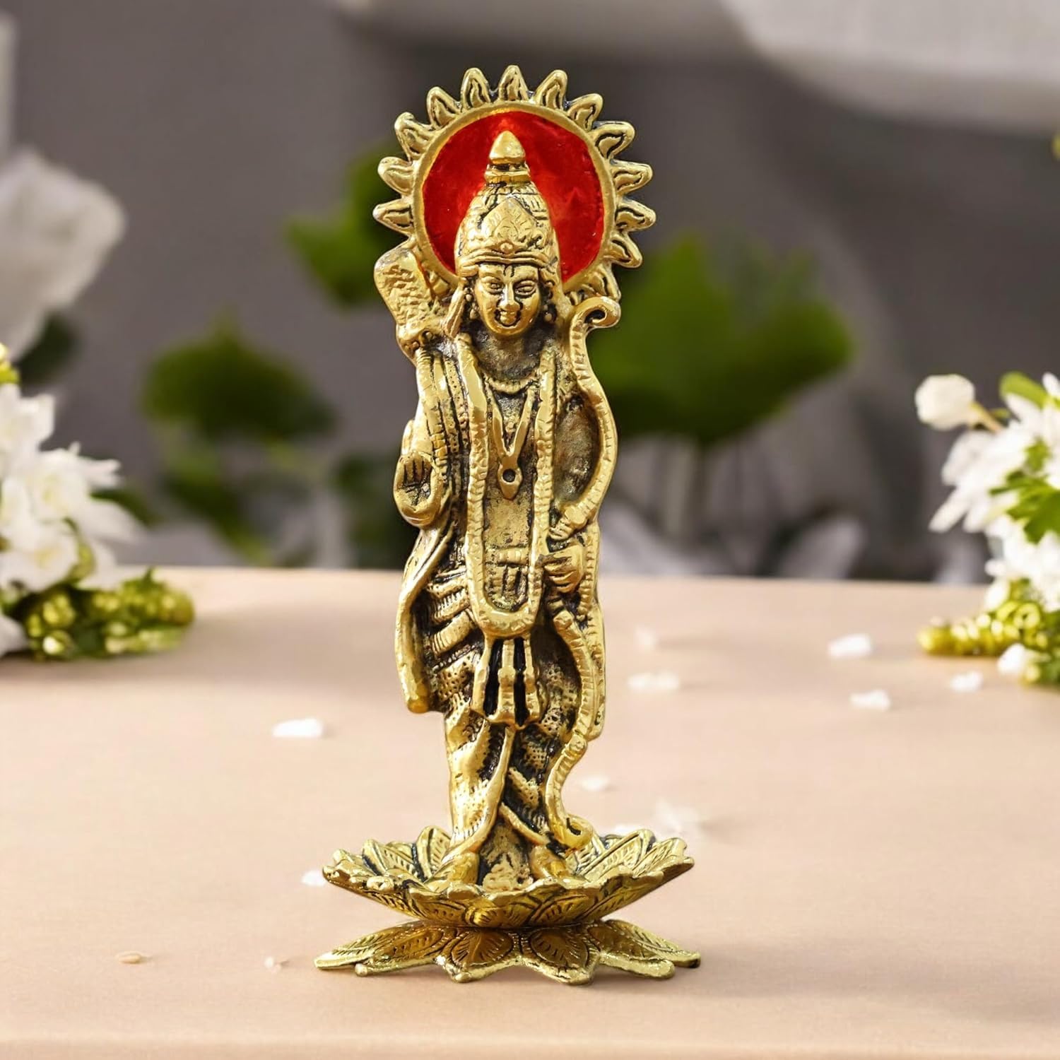 Dreamkraft Ram Lalla Idol Metal Statue | Ram Ji Murti for Home Mandir & Pooja Room | Ayodhya Ram Temple Decorative Figurine | Antique Finish God Idol for Home Decor - 1 Piece
