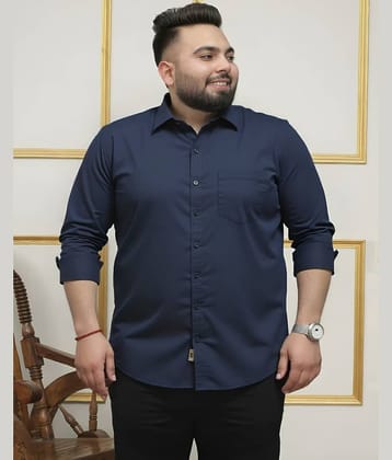 PLUS PARADISE Cotton Blend Regular Fit Solids Full Sleeves Men's Casual Shirt - Navy ( Pack of 1 )