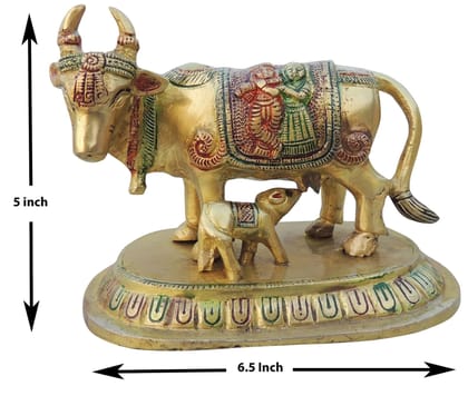 Brass Showpiece Cow With Calf Statue - 6.5*4.2*5 Inch (BS1524 D)
