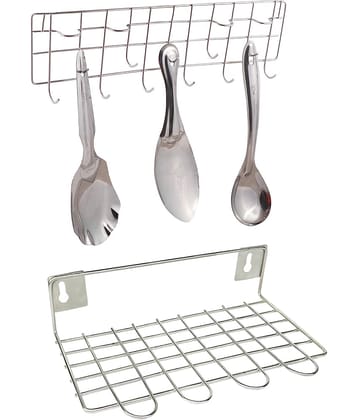 JISUN - Silver Stainless Steel Dish Racks ( Pack of 2 )