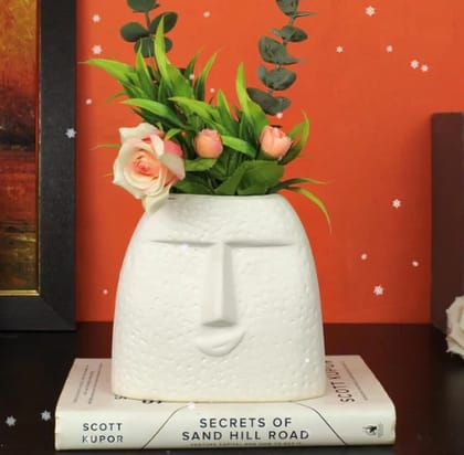 Xotic essentials Upbeat Face Vase Ceramic Flower Vase Set of 2 5.5 inches BlowingAnd Kiss Face Vase 6 inches